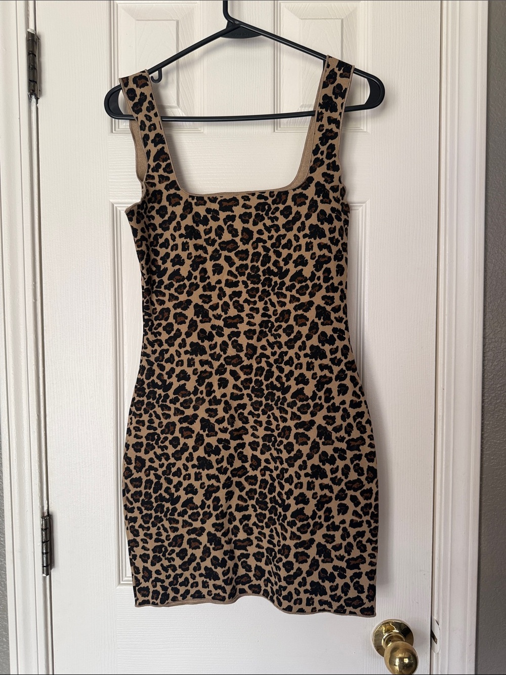 ZARA Animal Print Leopard Stretch Knit Mini Dress size medium - Picture 2 of 7